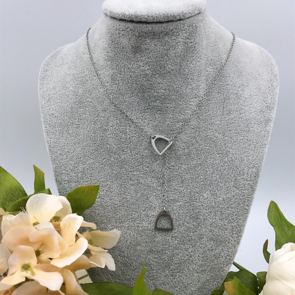 Stirrup Necklace Sterling Silver Lariat Horse